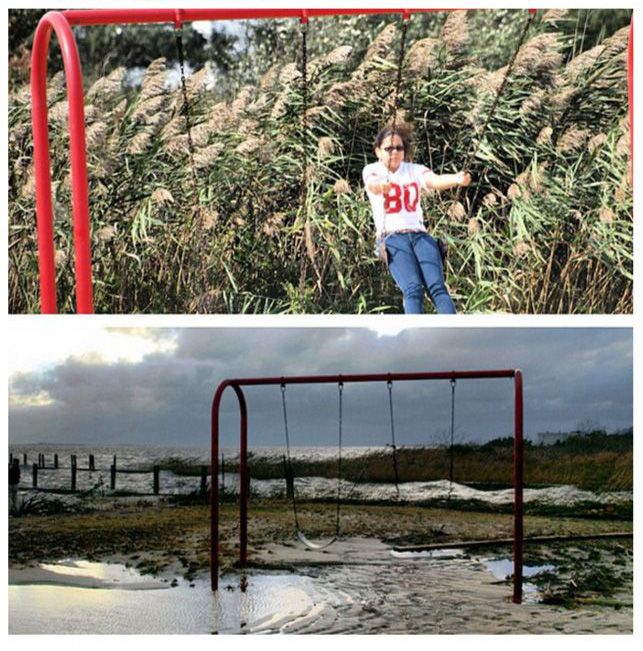 Сравнительные снимки "до и после" урагана "Сэнди" (24 фото)